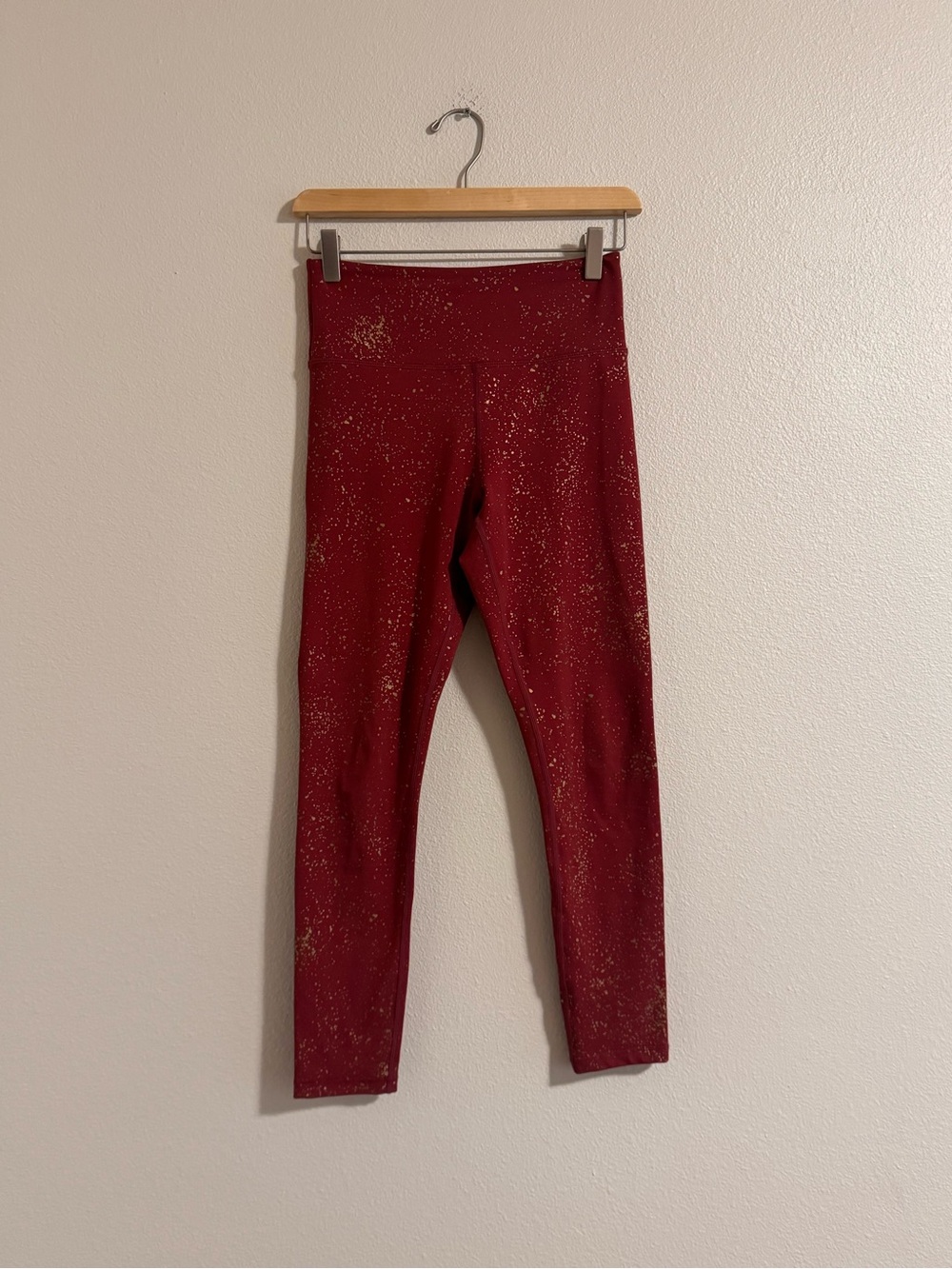 ZYIA Wine Red Leggings with Gold Sparkle